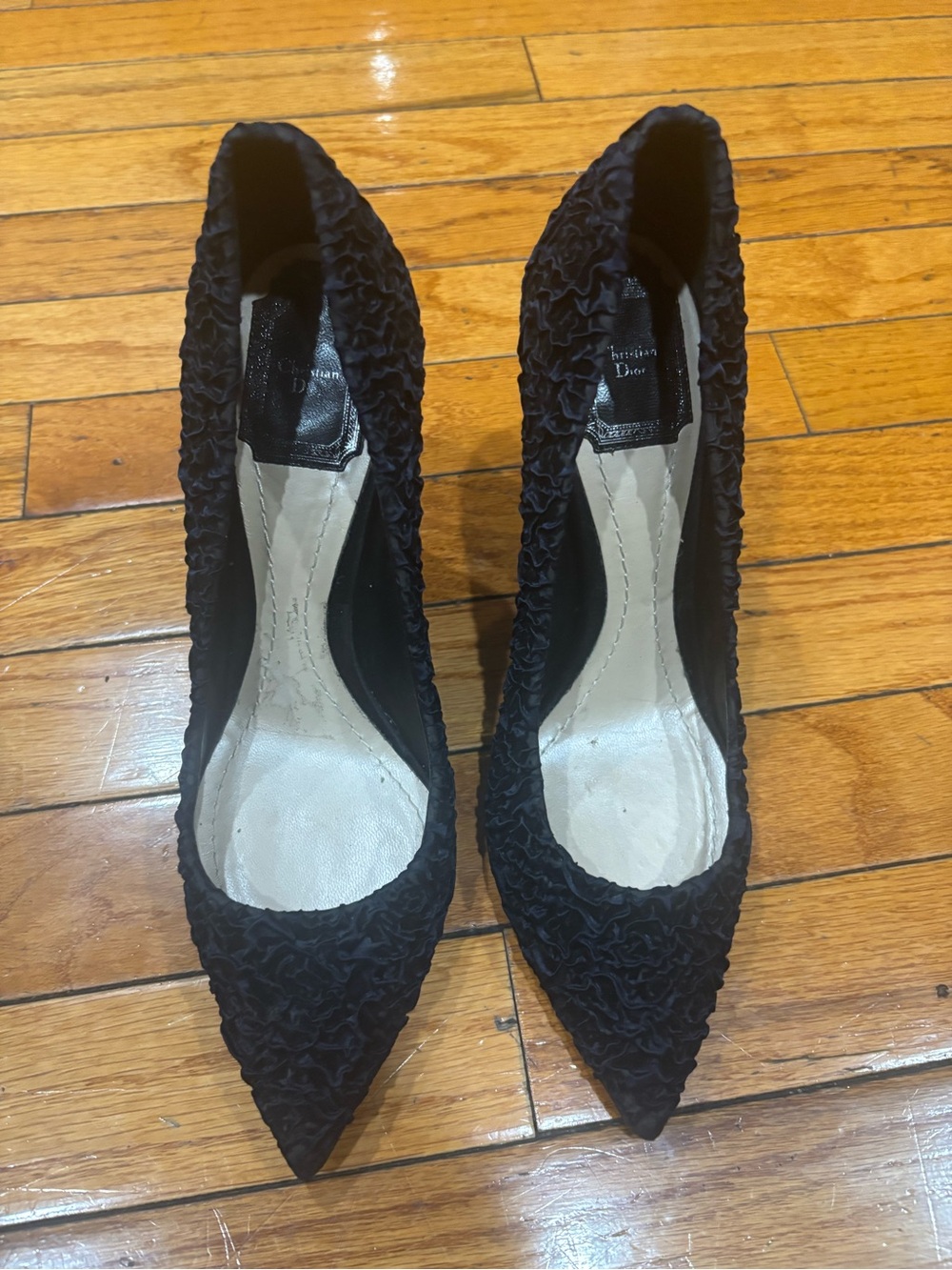 Christian Dior Blue/Black Flowered Texture Pumps/Heels Euro Size 38/US 8